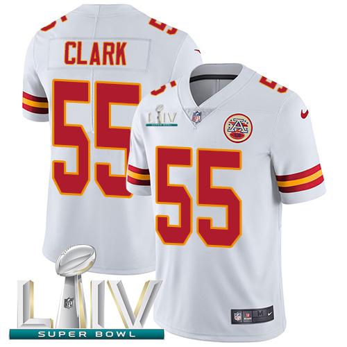 Kansas City Chiefs Nike #55 Frank Clark White Super Bowl LIV 2020 Youth Stitched NFL Vapor Untouchable Limited Jersey